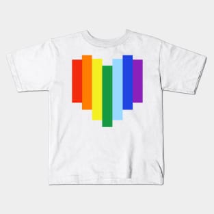Pixelated Rainbow Heart Kids T-Shirt